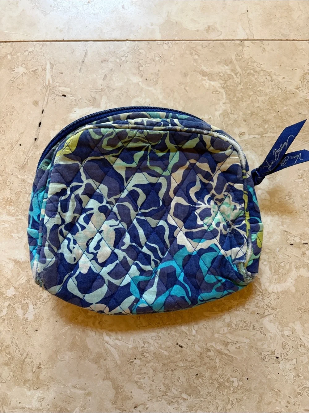Vera Bradley Turquoise Blue Multi Quilted Cosmetic Case